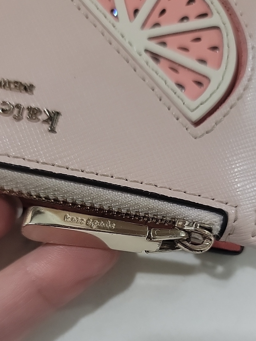 kate spade Tini Slim Bifold pale pink With Embellished Grapefruit Slices wallet - Picture 7 of 16